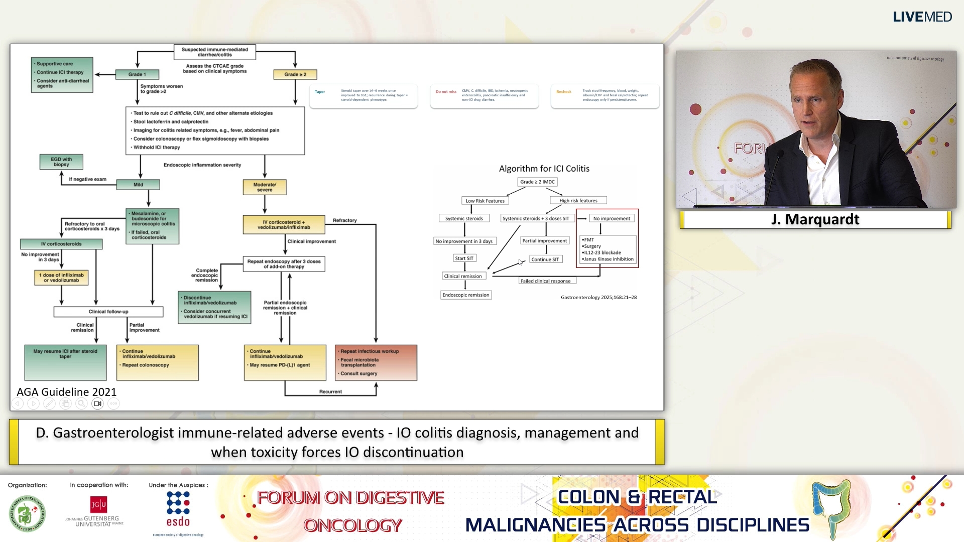 21J. Marquardt - D. Gastroenterologist immune-related adverse events - IO colitis diagnosis, management and when toxicity forces IO discontinuation. 