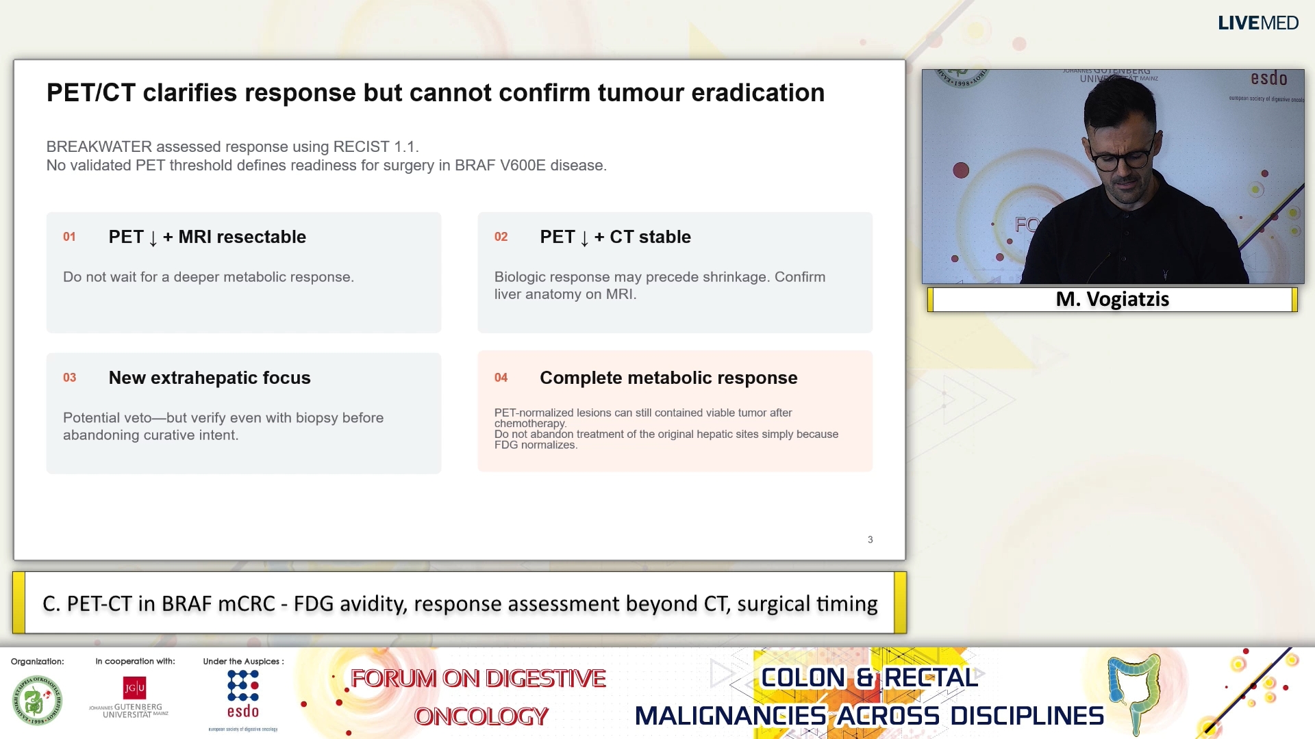27 M. Vogiatzis - C. PET-CT in BRAF mCRC - FDG avidity, response assessment beyond CT, surgical timing. 