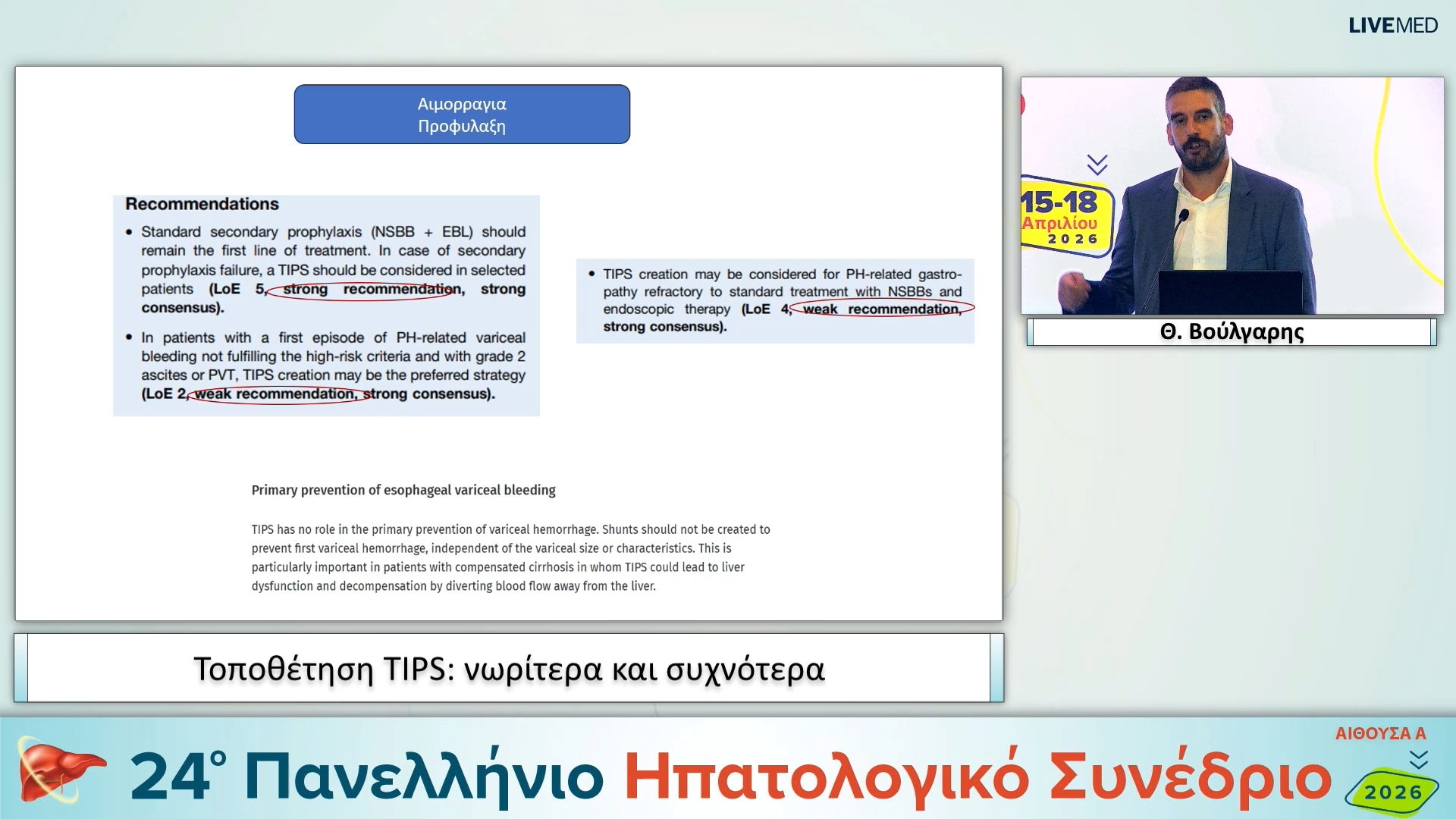 061 Θ. Βούλγαρης - Τοποθέτηση TIPS: νωρίτερα και συχνότερα